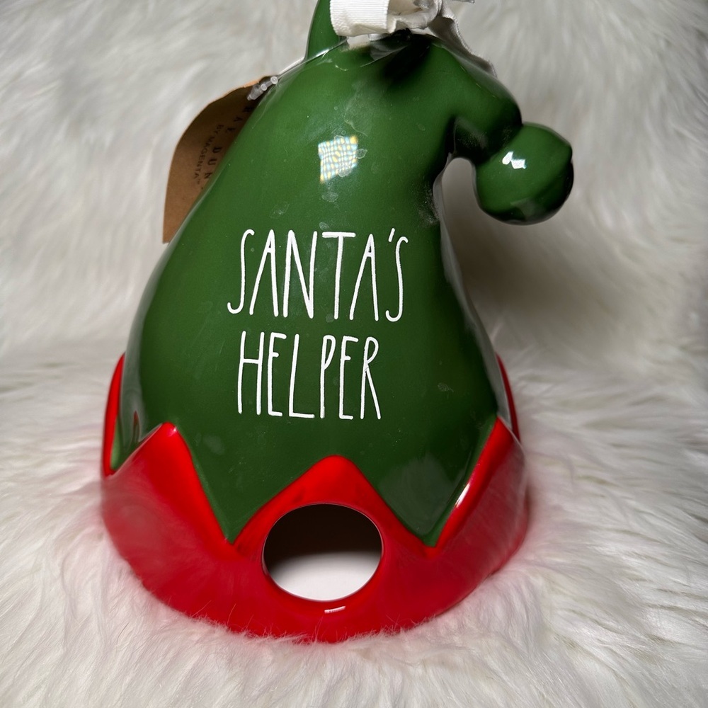 Rae Dunn Green and Red Santa's Helper Birdhouse